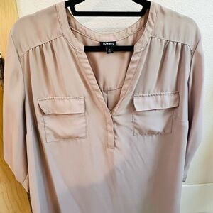 Torrid Tan Relaxed 3/4 Sleeve Blouse